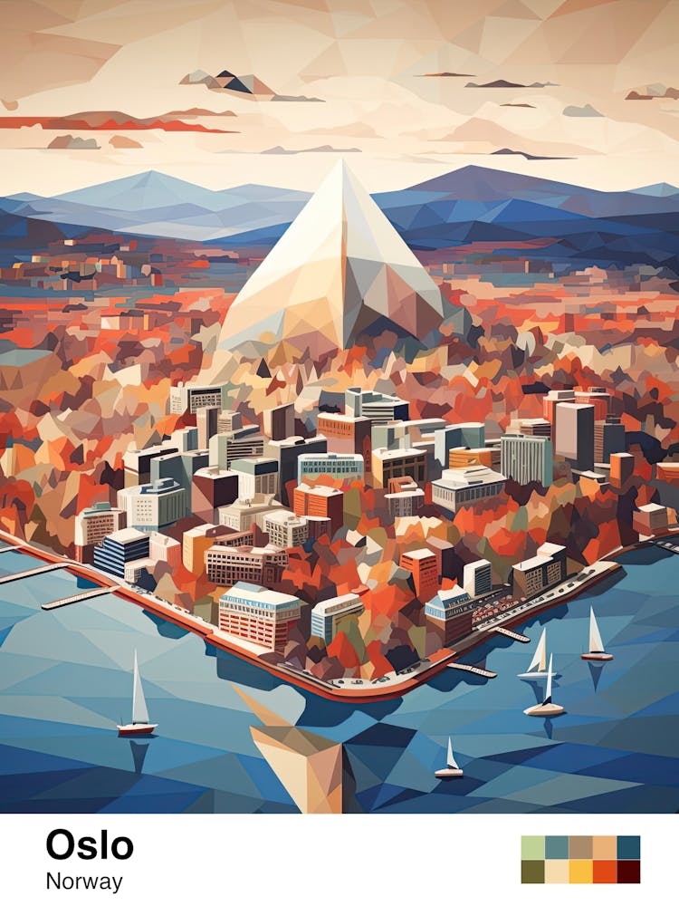 Oslo, Norway, Geometric Illustration 3 Poster