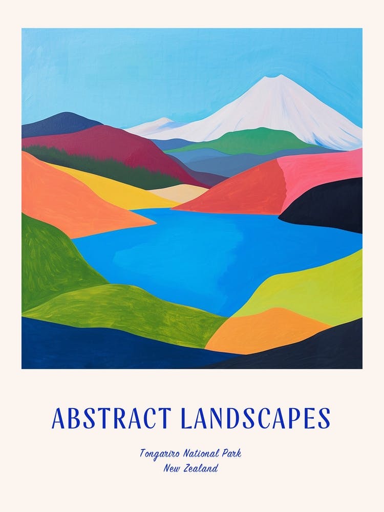 Colourful Abstract Tongariro National Park New Zealand 4 Poster Blue