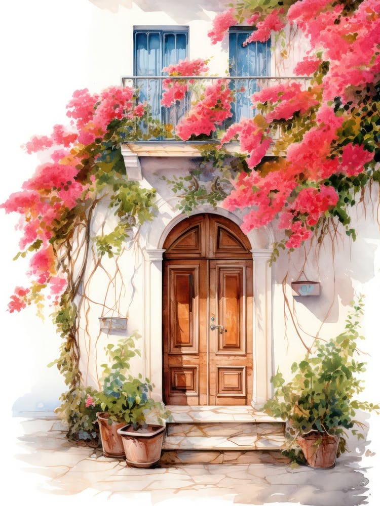 Palermo, Italy   Mediterranean Doors Watercolour Painting 3