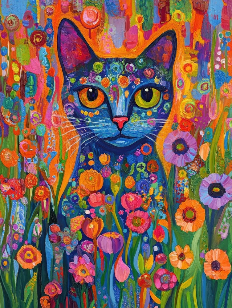 Cat In Flowers 1