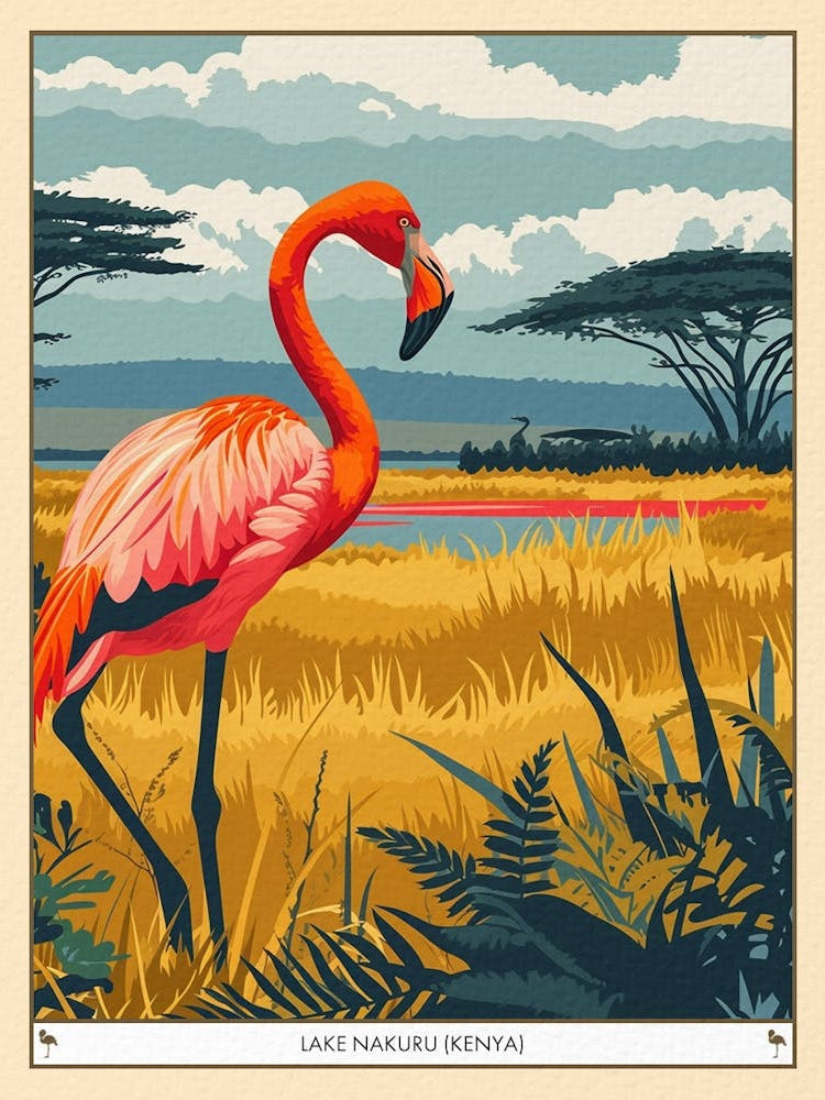 Greater Flamingo Lake Nakuru Nakuru Kenya Tropical Illustration 6 Poster