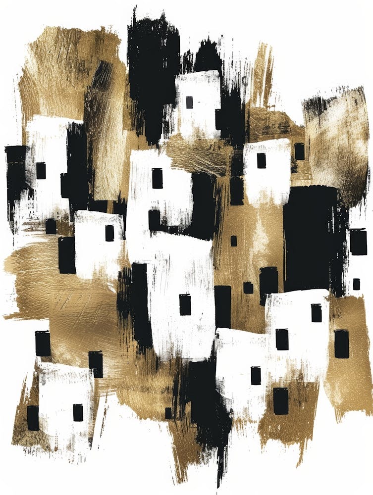 Gold- und Schwarz-Abstraktes Gemälde 59