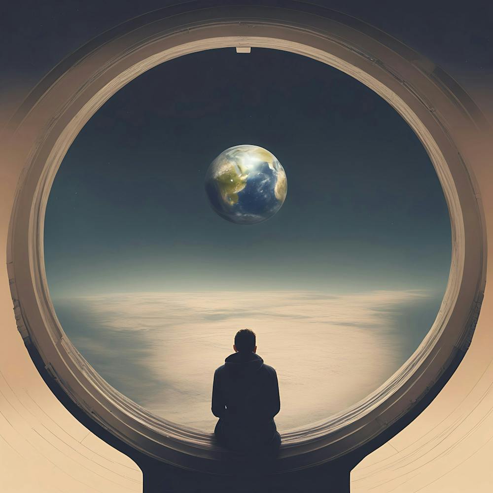 Regarder par une fenêtre depuis l'espace