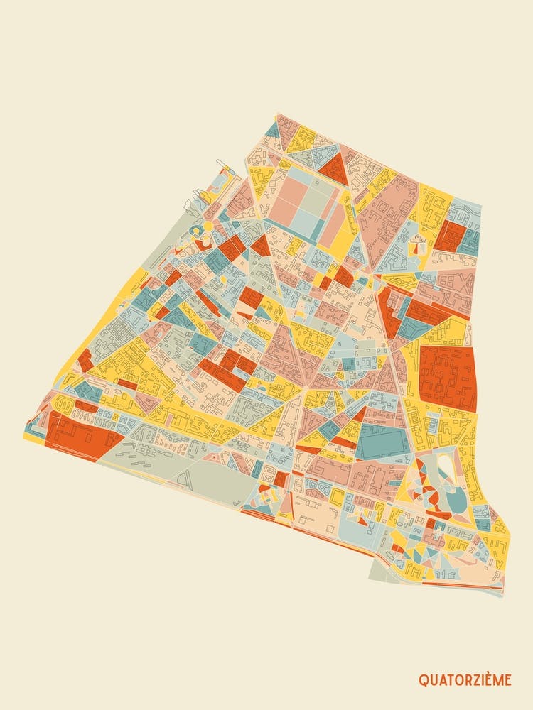 Paris France 14th Arrondissement Neighbourhood Map