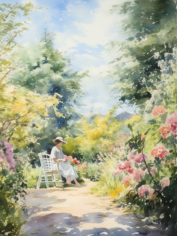 Monets Garden Usa Aquarelle 4