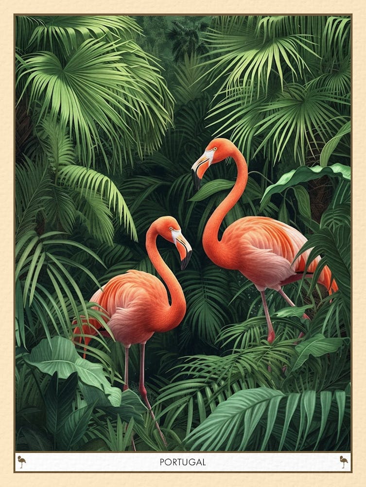 Greater Flamingo Portugal Tropical Illustration 6 Poster
