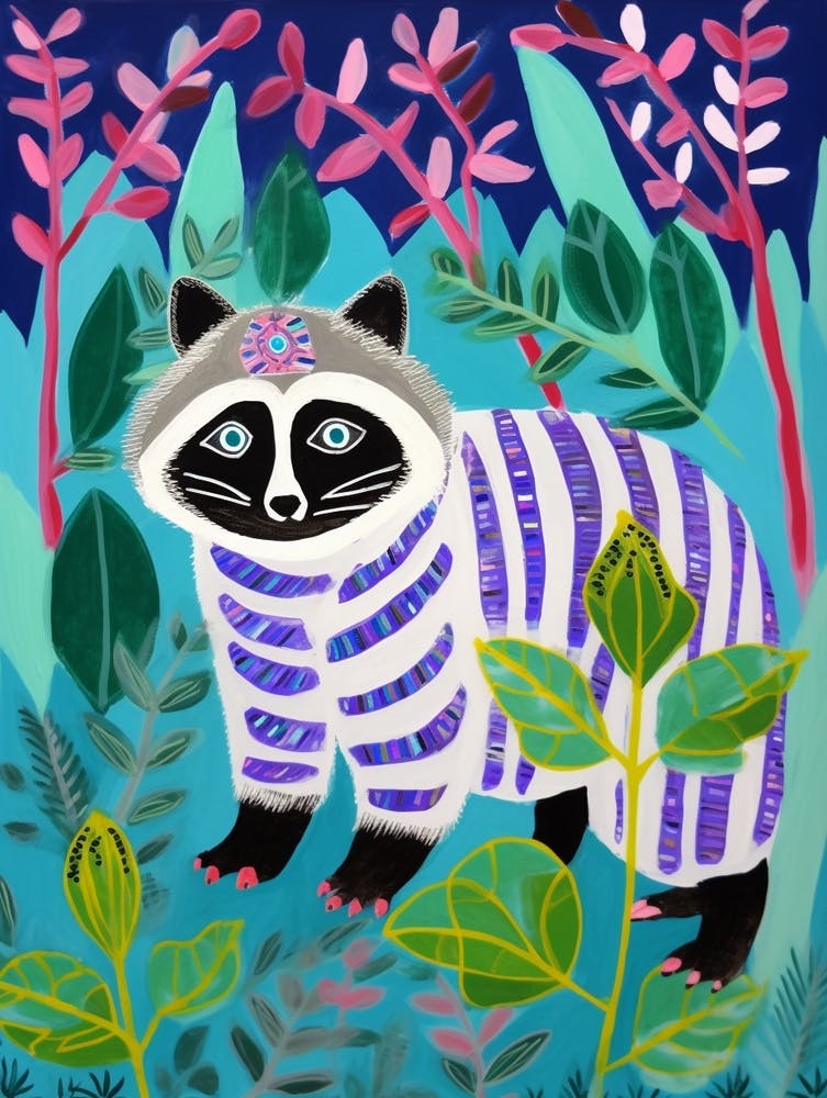 Maximalist Animal Painting Raccoon 4