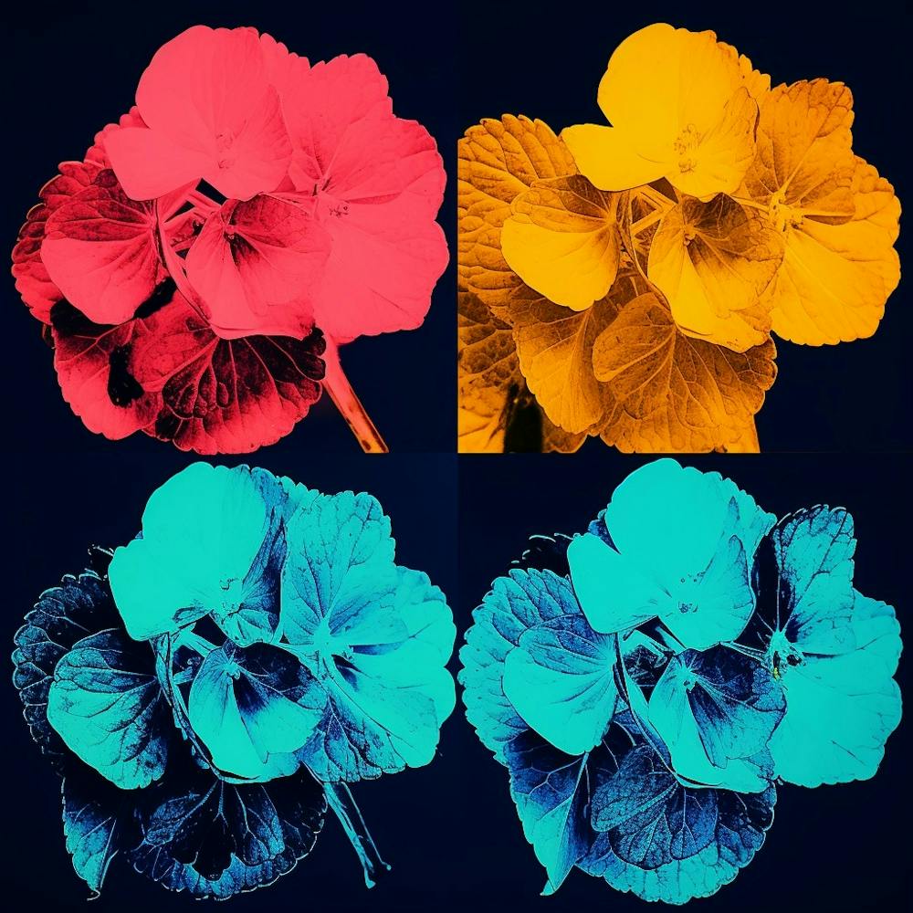 Andy Warhol Style Pop Art Flowers Hydrangea 1 Square