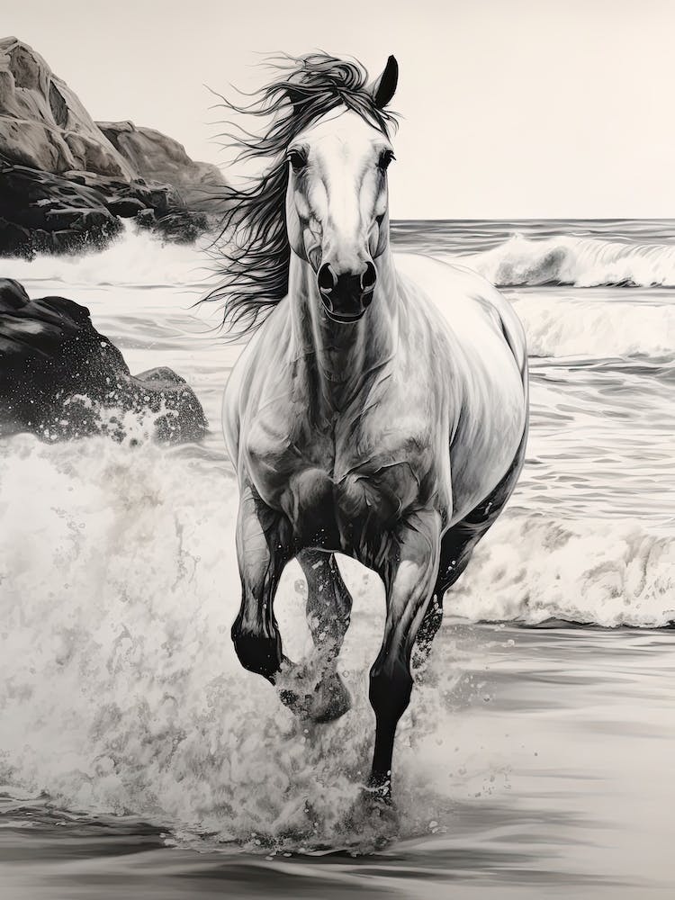 A Horse Oil Painting In Praia Do Camilo, Portugal, Portrait 2