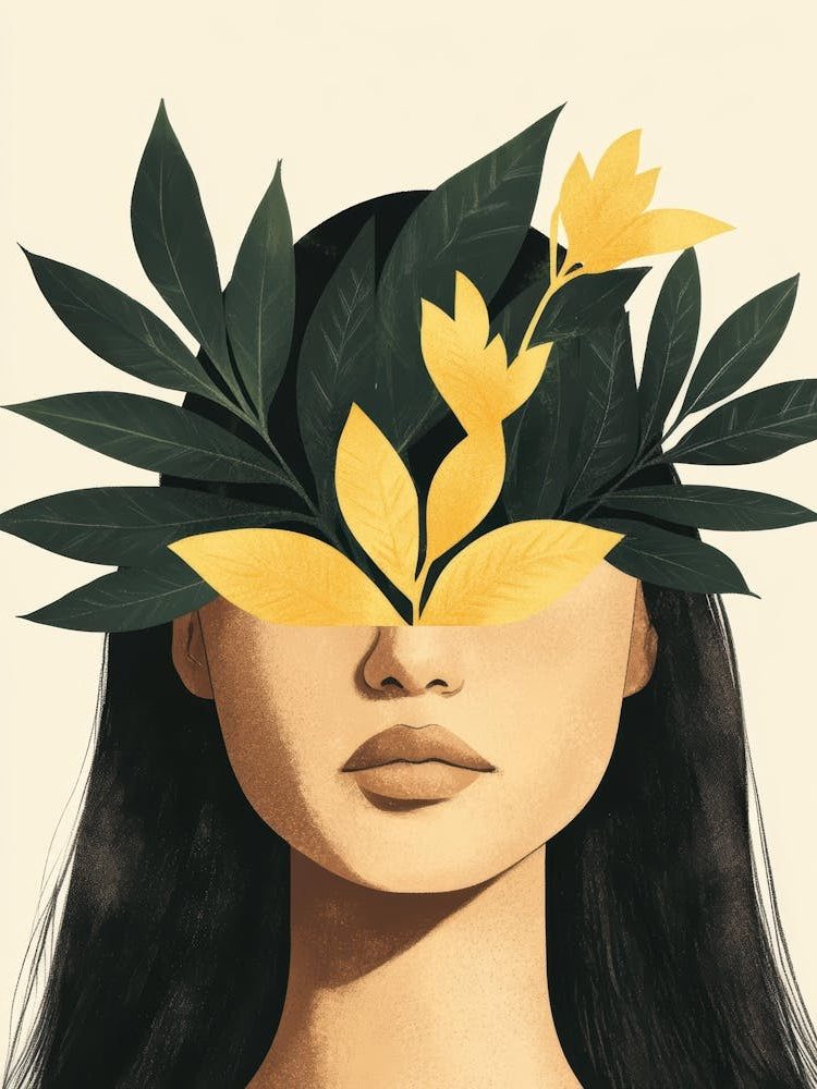 Woman With Leaves On Her Face 8