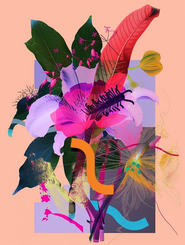 Blume 4 Neon-Blumen-Collage