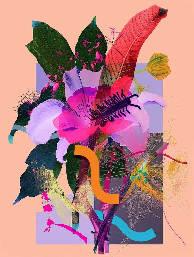 Flower 4 Neon Flower Collage