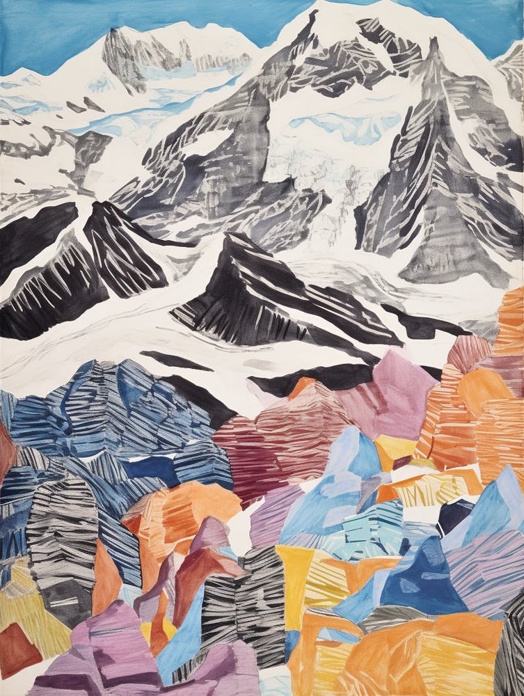 Cho Oyu Nepal 3 Colourful Mountain Illustration