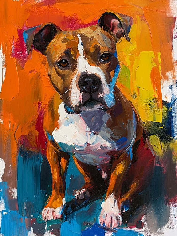 Staffordshire Bull Terrier Acrylic Painting 2
