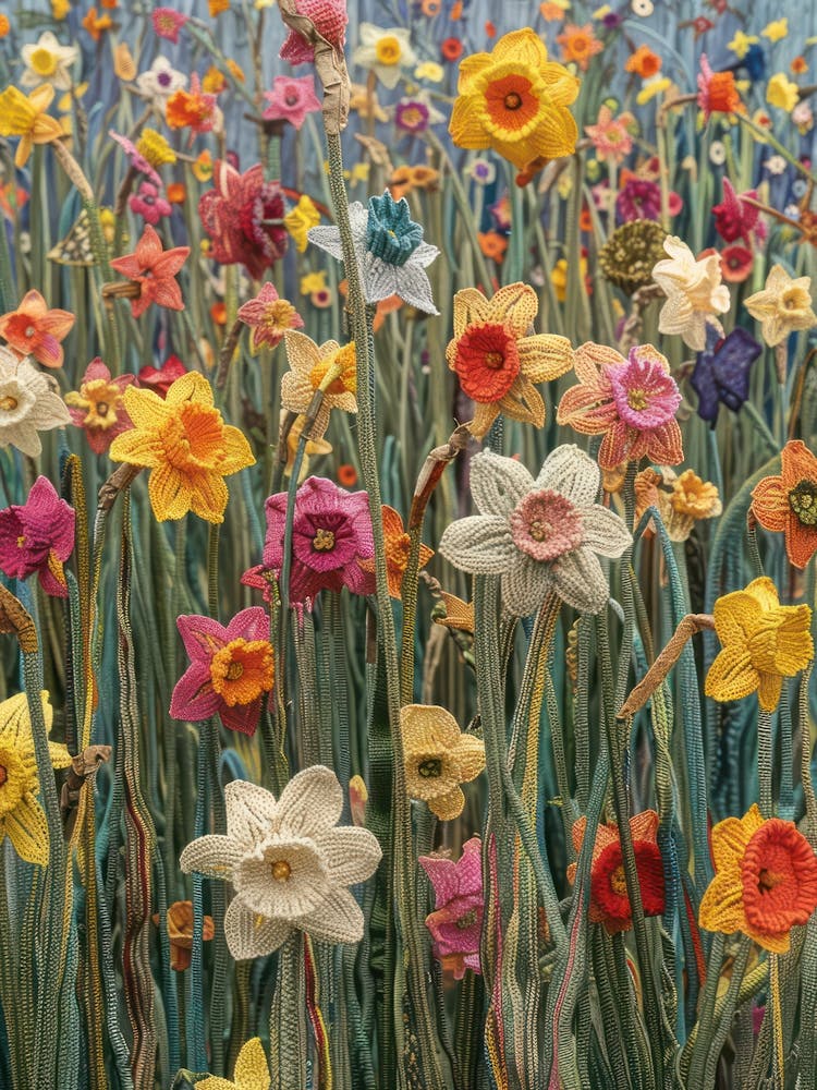 Daffodils Field Knitted In Crochet 8