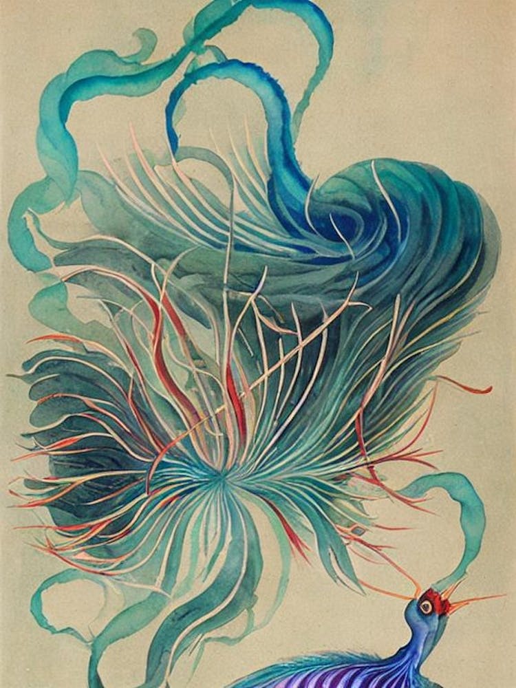 Portuguese Man Of War Vintage Graphic Watercolour