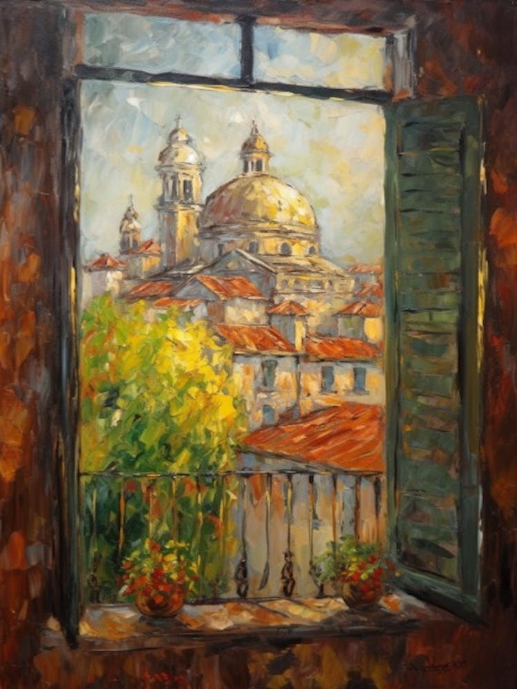Window View Of Venice In The Style Of Impressionism 2