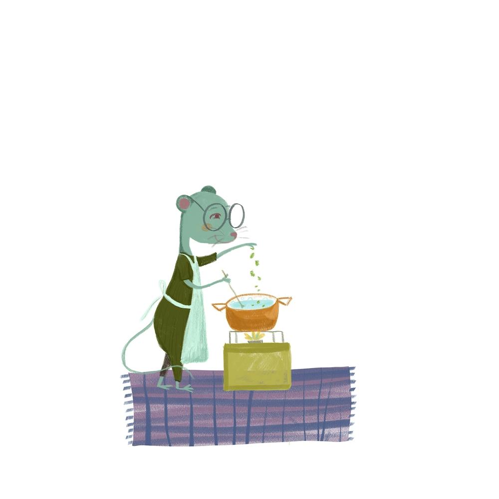 Cooking Mouse Illustration Square