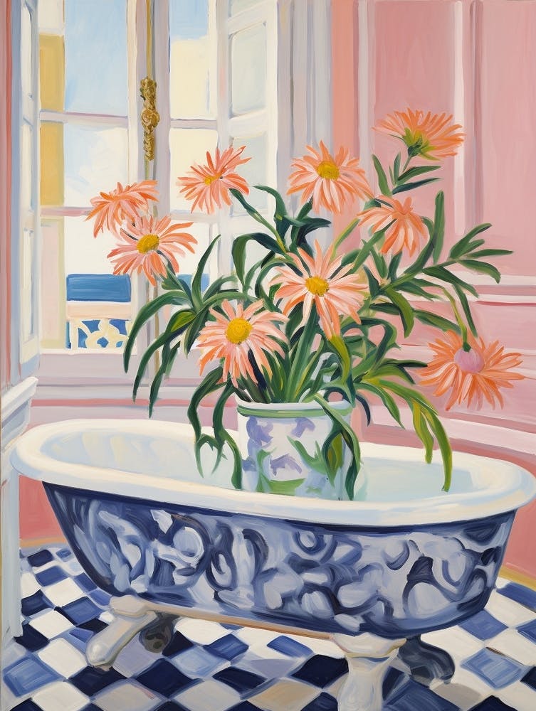 A Bathtube Full Of Daisy In A Bathroom 2