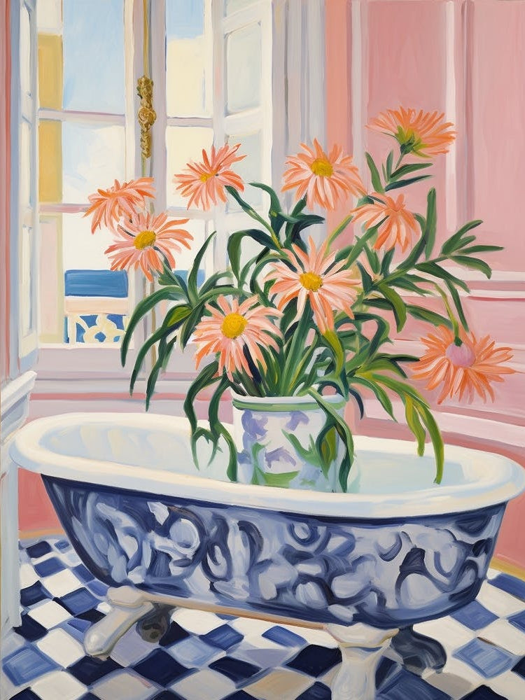 A Bathtube Full Of Daisy In A Bathroom 2