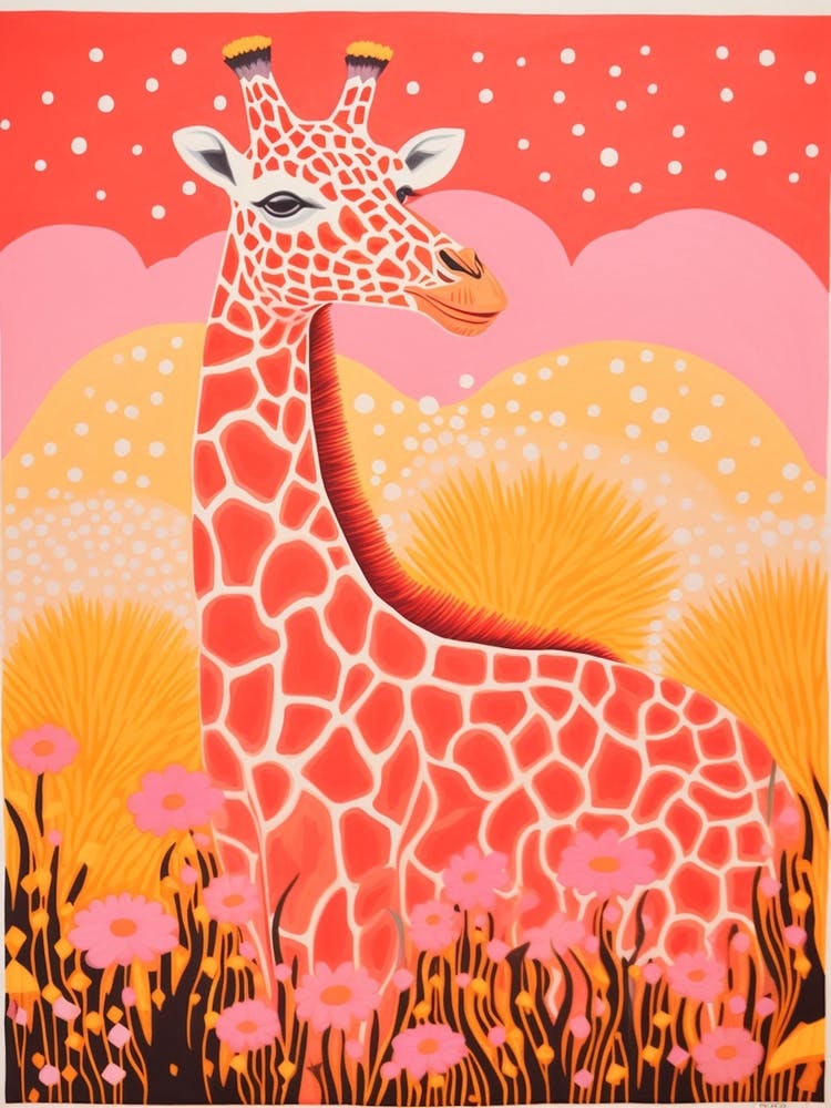 Vivid Orange & Pink Giraffe