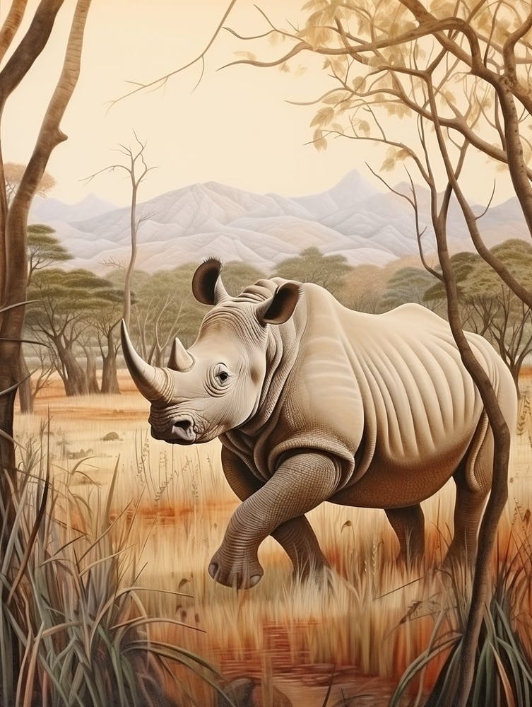 Rhinoceros In The African Savannah 1