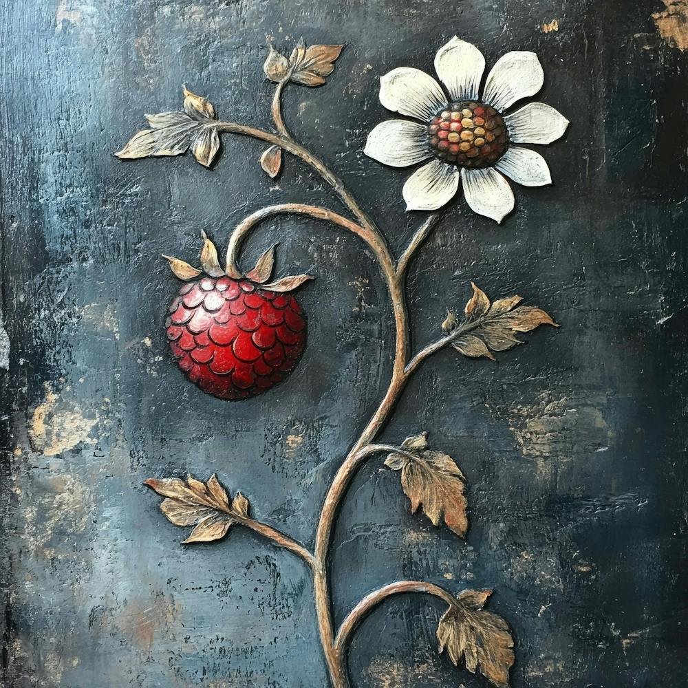 Strawberry And Daisy Art