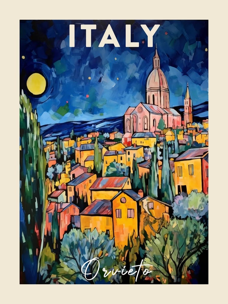 Orvieto Italy 3 Fauvist Painting Travel Poster