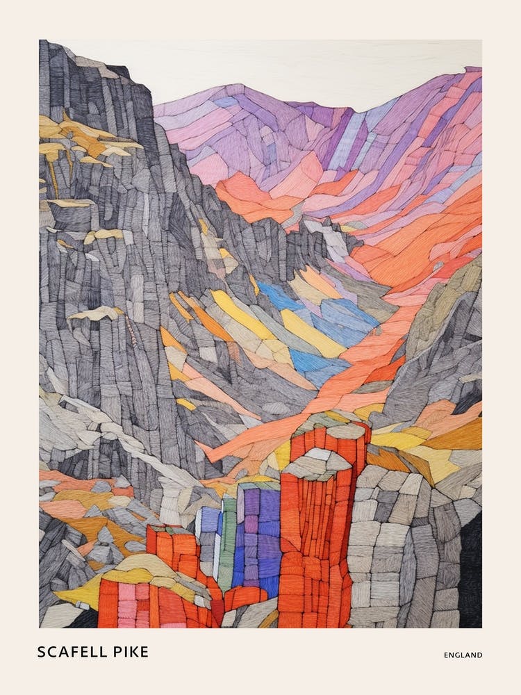 Scafell Pike England 2 Colourful Mountain Illustration Poster