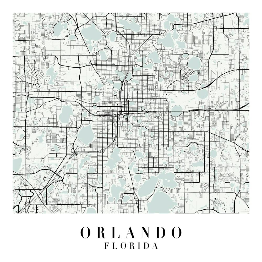 Orlando Florida Street Map Minimal Color Square