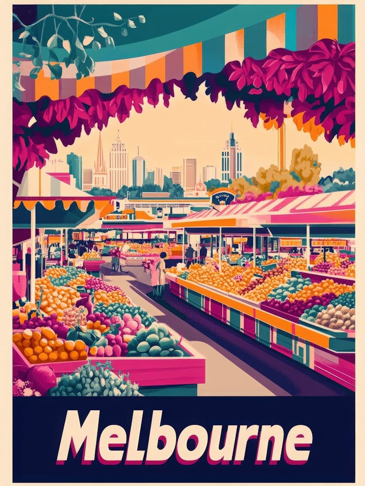 Aihrgdesign A 1970s Inspired Travel Poster For Melbourne 1
