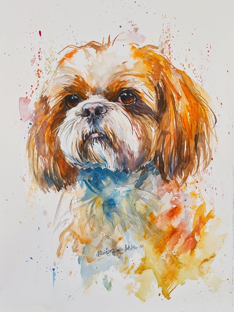Shih Tzu Watercolor Painting 2