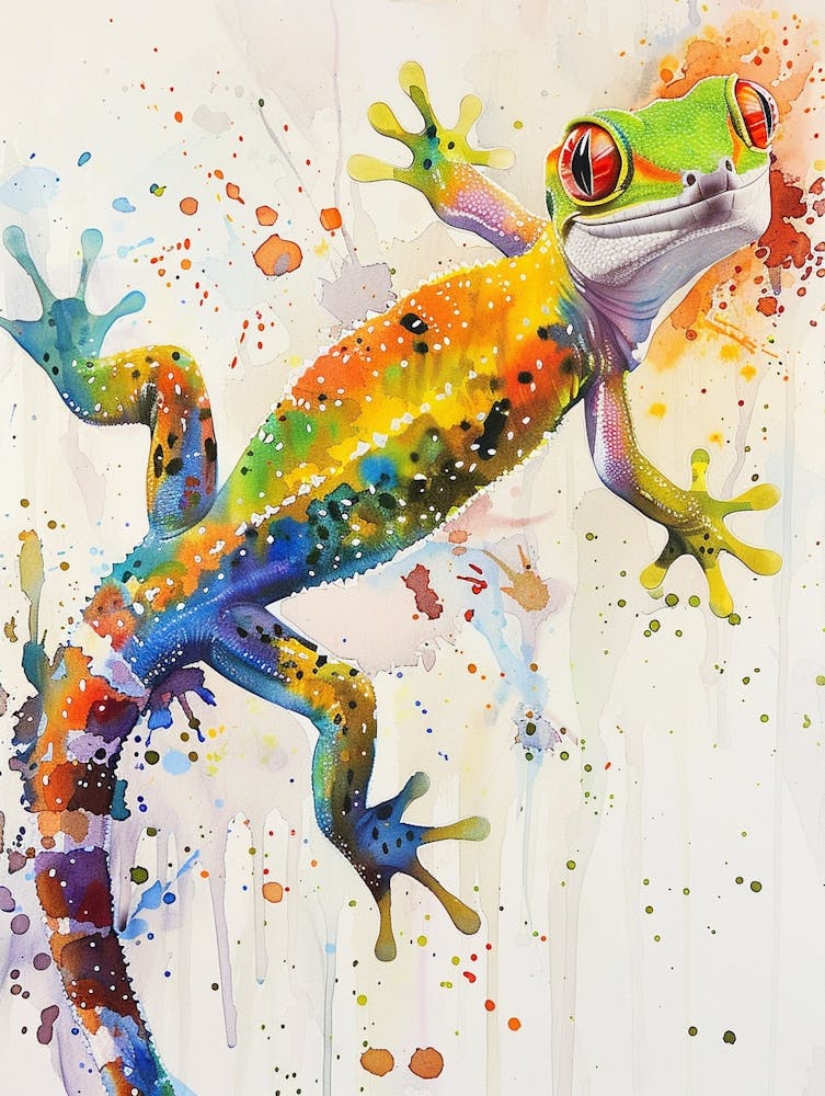Gecko Colourful Watercolour 3