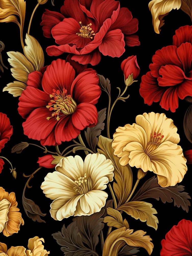 English Primrose 3 William Morris Style Winter Florals