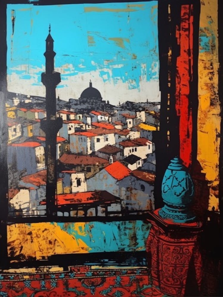 A Window View Of Istanbul In The Style Of Pop Art 2