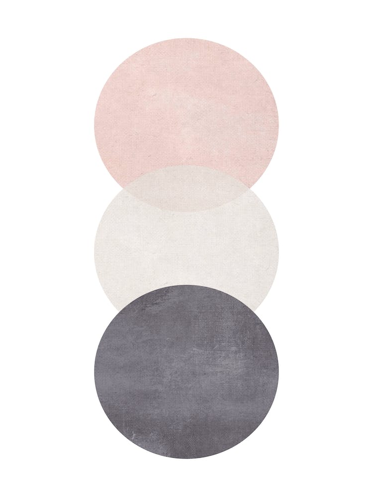 Pink Grey And Black Cotton Texture Abstract Circles