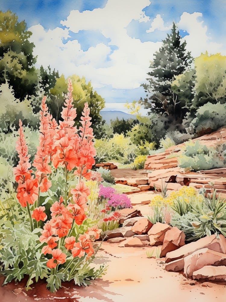 Red Butte Garden Usa Watercolour Painting 1