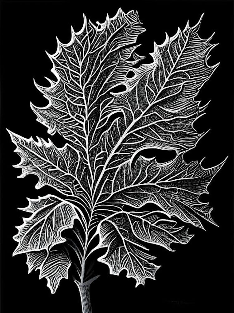 Oak Leaf Linocut 3