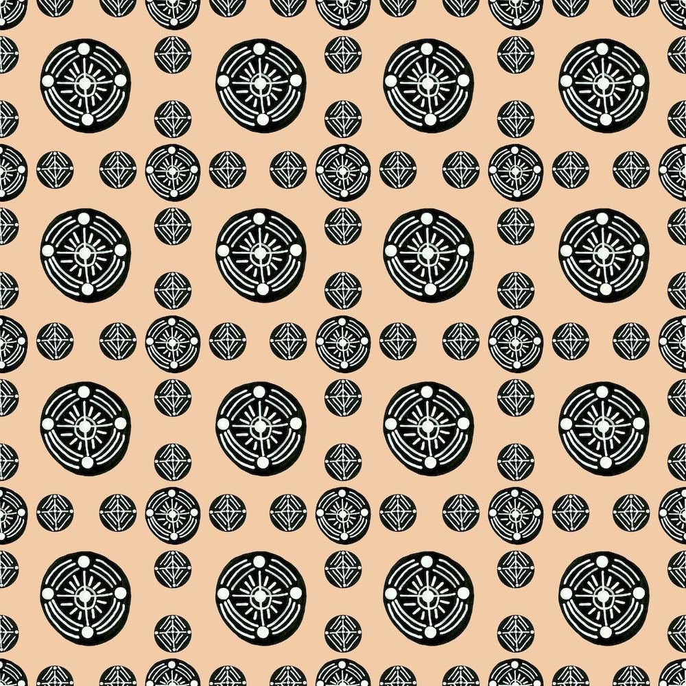 Tribal Ethnic Circles Geometric Black White On Brown