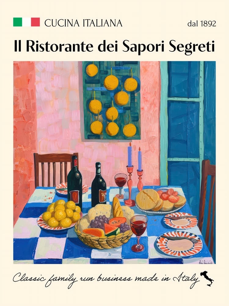Il Ristorante Dei Sapori Segreti Trattoria Italian Poster Food Kitchen