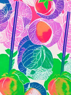 Peach Risograph Retro Poster Fruit
