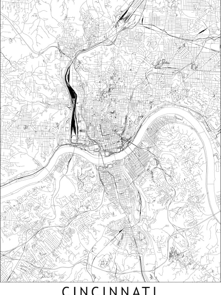 Cincinnati White Map