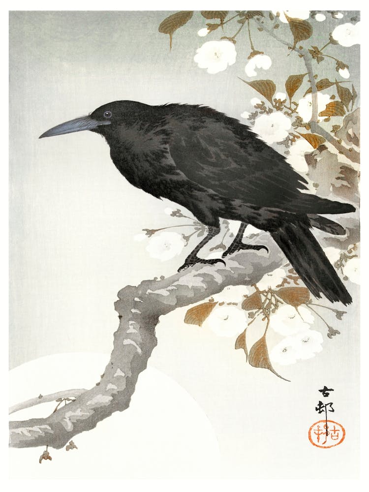 A Crow And The Full Moon (1900 1930), Ohara Koson