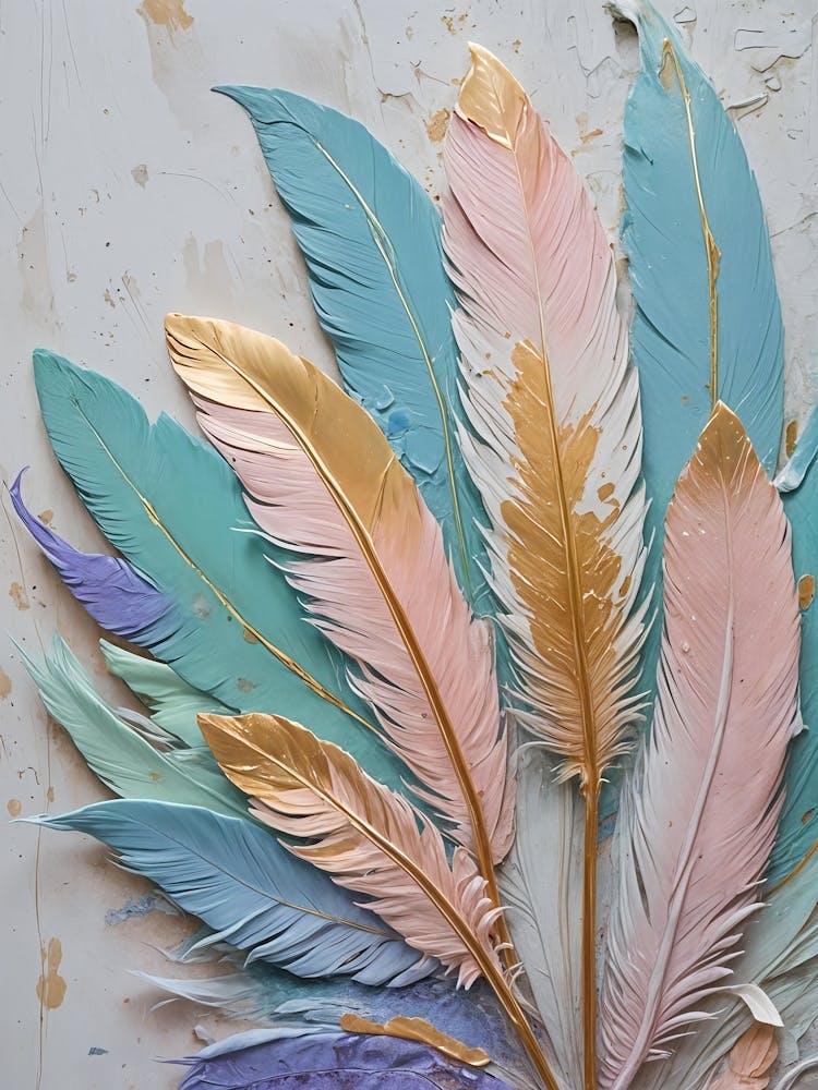 Pastel Painted Feathers no3