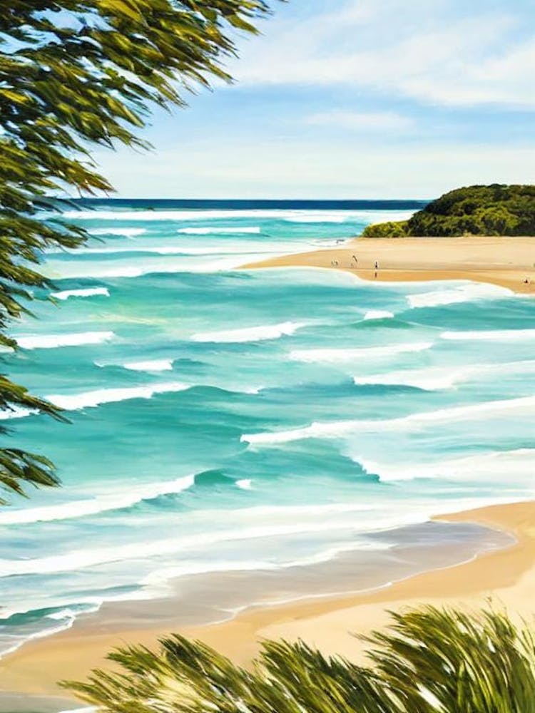 Inverloch Surf Beach, Australia Contemporary Illustration