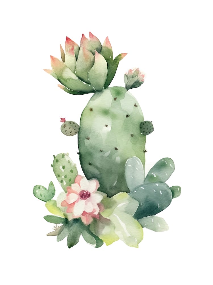 Totem Pole Cactus Watercolour Drawing 2