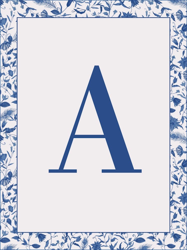 Letter A Monogram Initial Blue