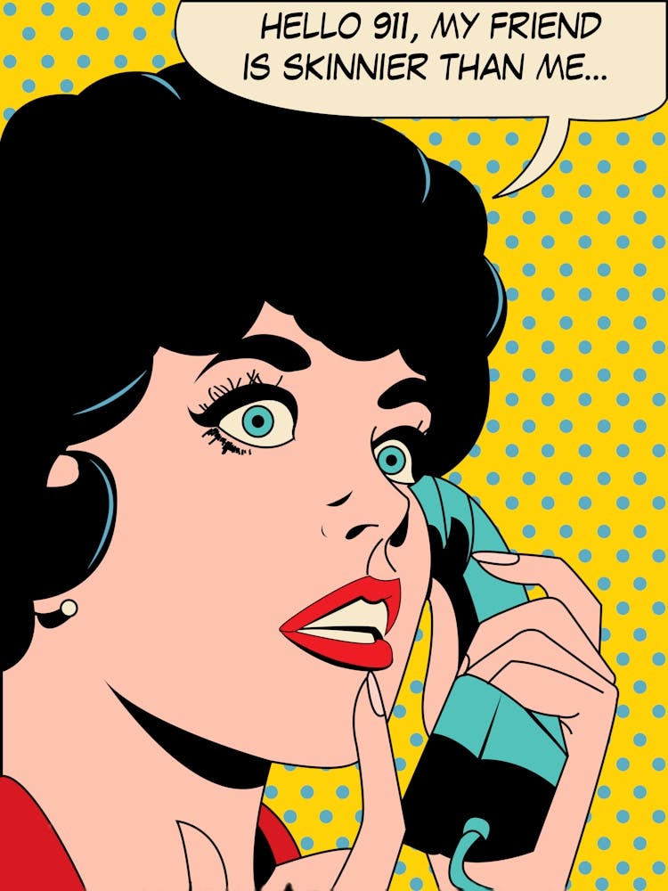 Pop Art Girl On Emergency Diet, Talking On A Phone