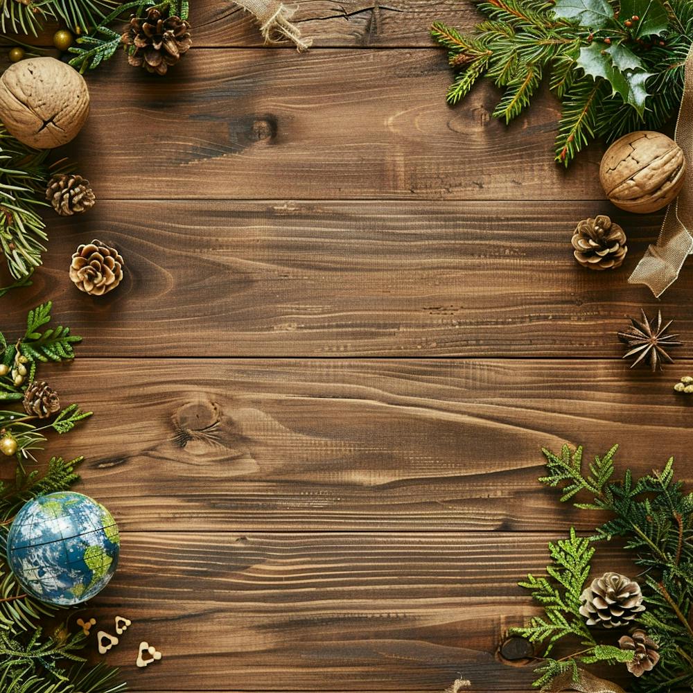 Earth Day Wooden Table From Above Banner Texture