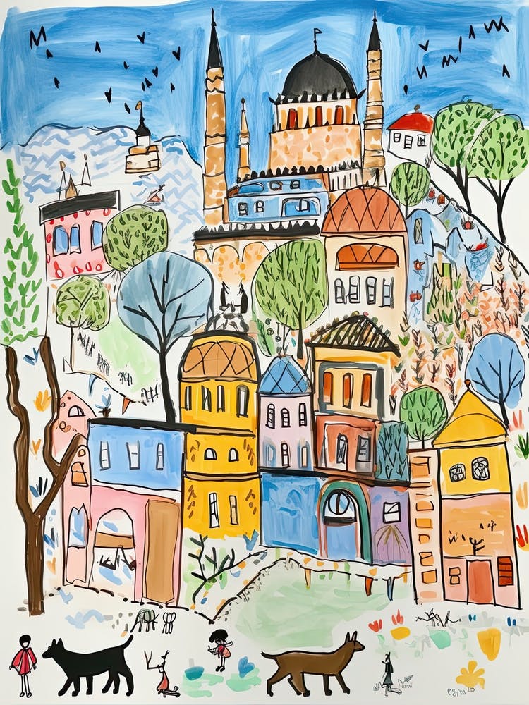 Istanbul, Dreamy Storybook Illustration 1